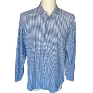 Ben Sherman SZ 16 Blue & White Plaid Men's Button Up Shirt